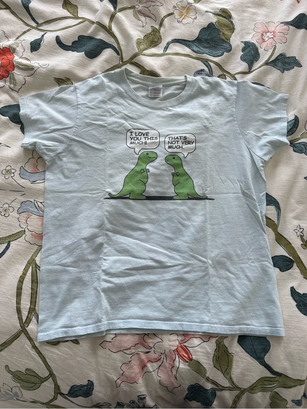 Light Blue T-Shirt with Dinosaur Graphic